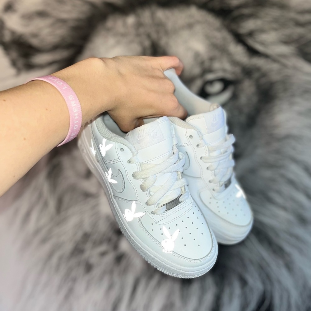 Custom White Air Force 1 Playboy Bunny